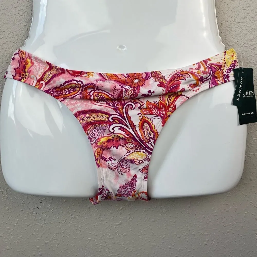 NWT Lauren Ralph Lauren Pink Paisley Swim Bottoms